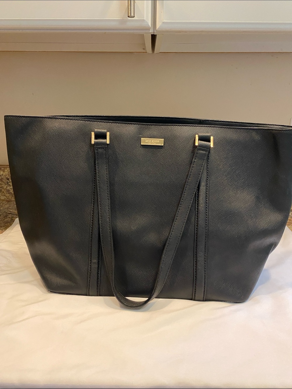 Kate Spade black cow leather tote